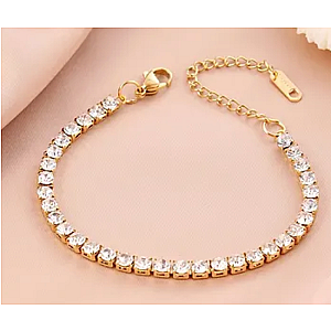 YOUnique Bracelet Tennis Crystal and Gold