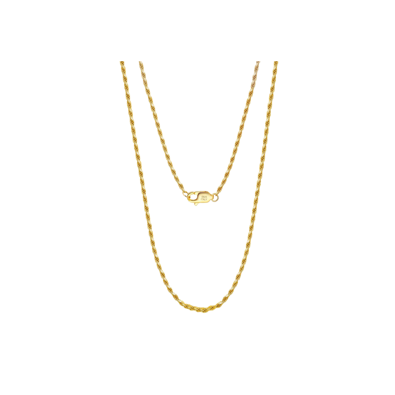 YOUnique Diamond Cut Rope Chain Gold