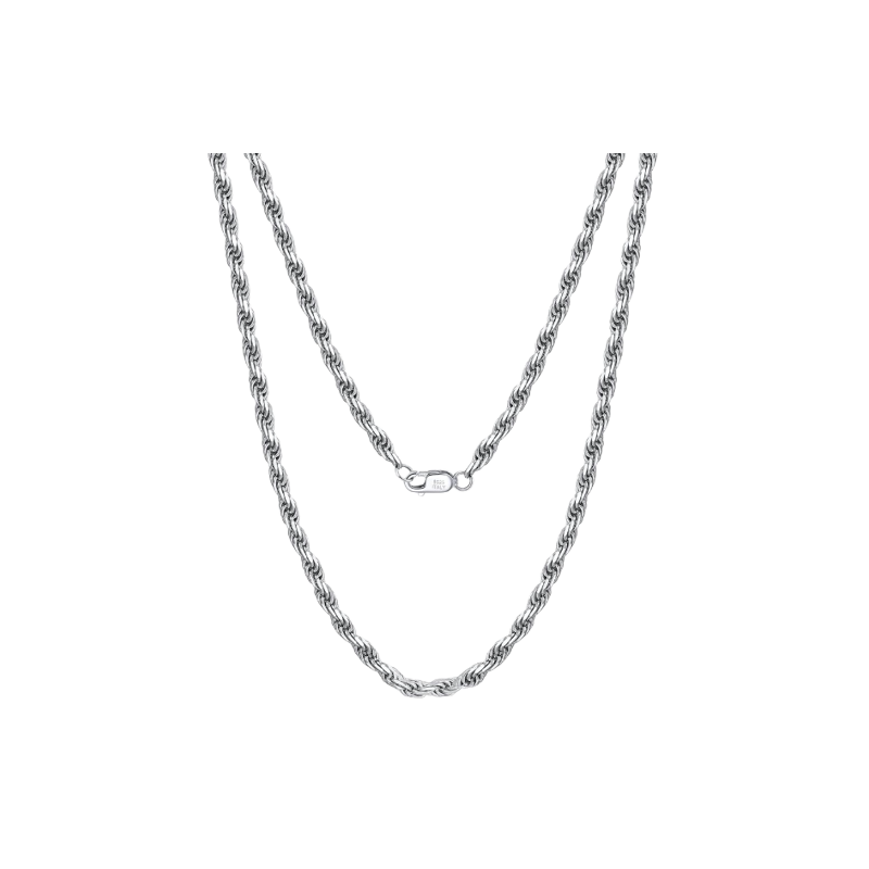 YOUnique Diamond Cut Rope Chain Silver