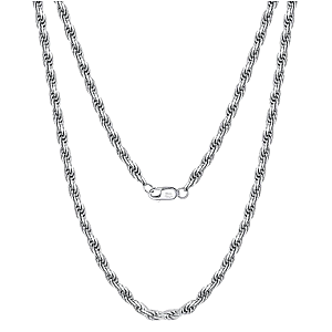 YOUnique Diamond Cut Rope Chain Silver
