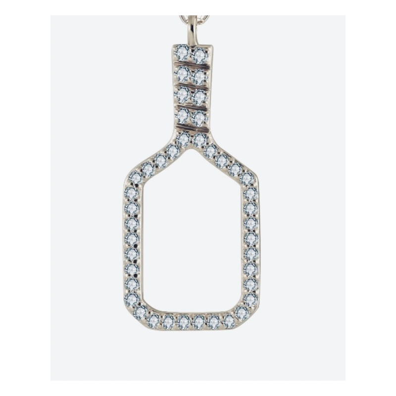 Pickleball Paddle Bling Clip-on Charm Silver