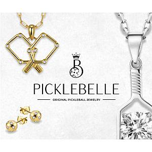 Pickleball Paddle Bling Clip-on Charm Silver