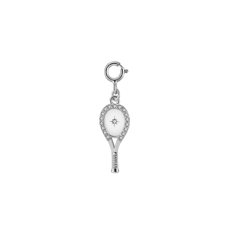 LoveMatch Dainty Racquet Clip-on Tennis Charm Silver