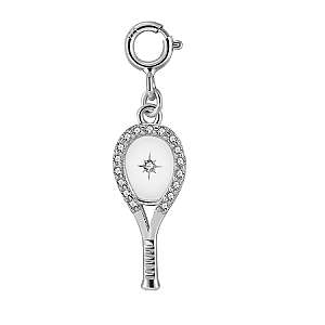 LoveMatch Dainty Racquet Clip-on Tennis Charm Silver