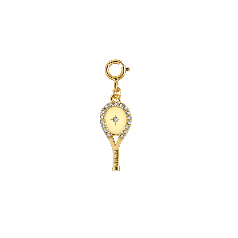 LoveMatch Dainty Racquet Clip-on Tennis Charm Gold