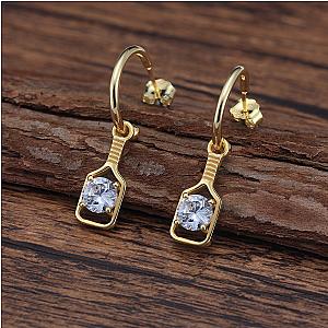 Pickleball Sparkle Paddle Hoop Earrings Gold