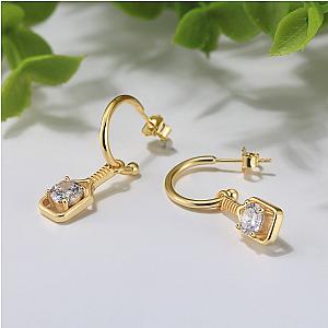 Pickleball Sparkle Paddle Hoop Earrings Gold