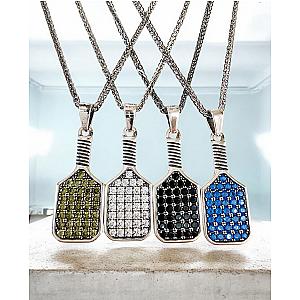 Pickleball* Baller Paddle Necklace Silver
