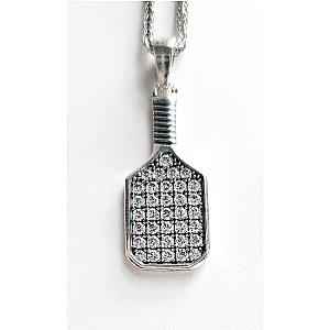 Pickleball* Baller Paddle Necklace Silver
