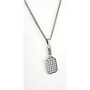 Pickleball* Baller Paddle Necklace Silver