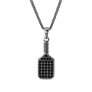 Pickleball* Baller Paddle Necklace Silver