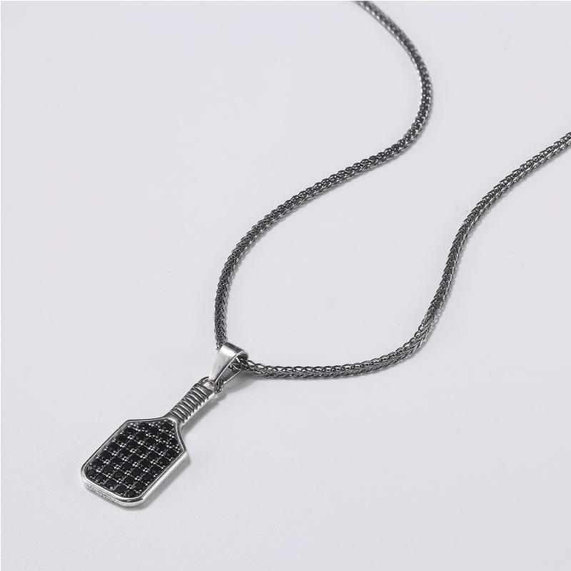Pickleball* Baller Paddle Necklace Silver