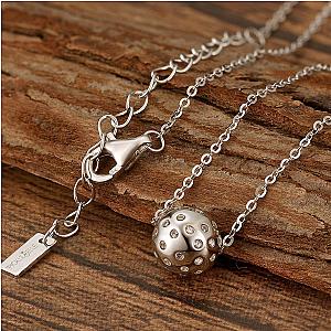 Pickleball Babe Belle BLING Ball Silver Necklace