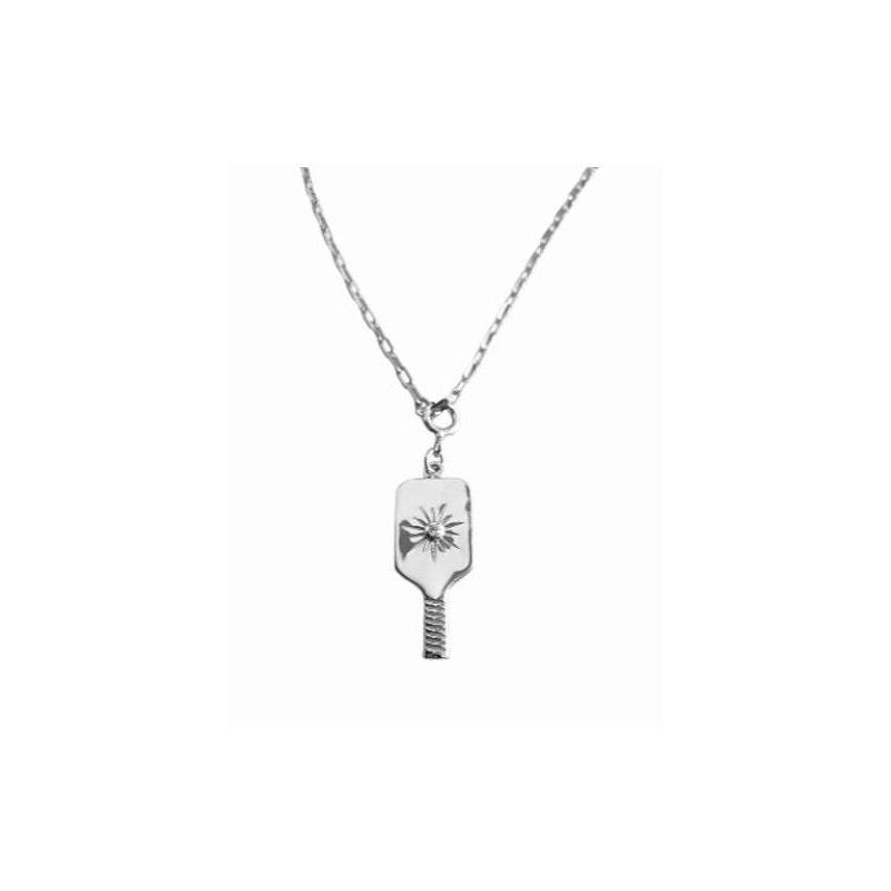 Pickleball Paddle Silver Charm Necklace