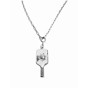 Pickleball Paddle Silver Charm Necklace