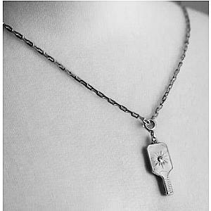 Pickleball Paddle Silver Charm Necklace