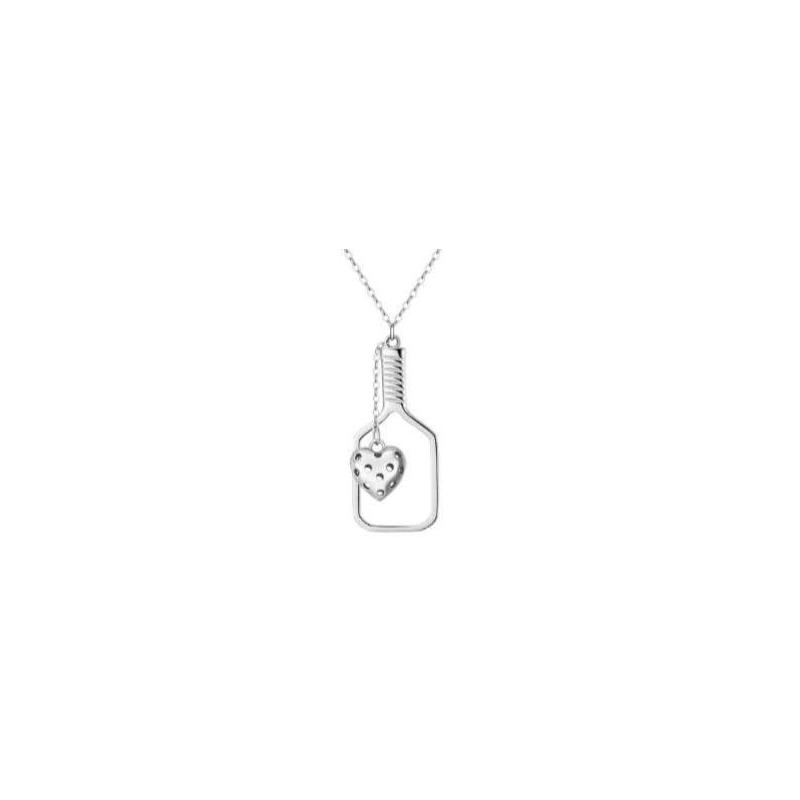 Pickleball* Love Silver Heart Necklace