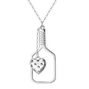 Pickleball* Love Silver Heart Necklace