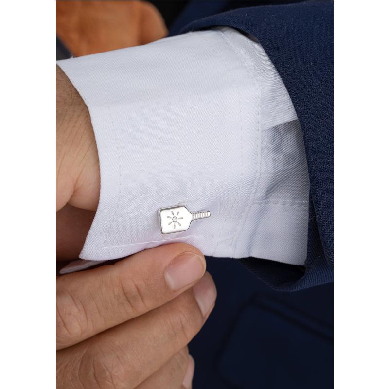 Pickleball Cuff Links Silver Paddle