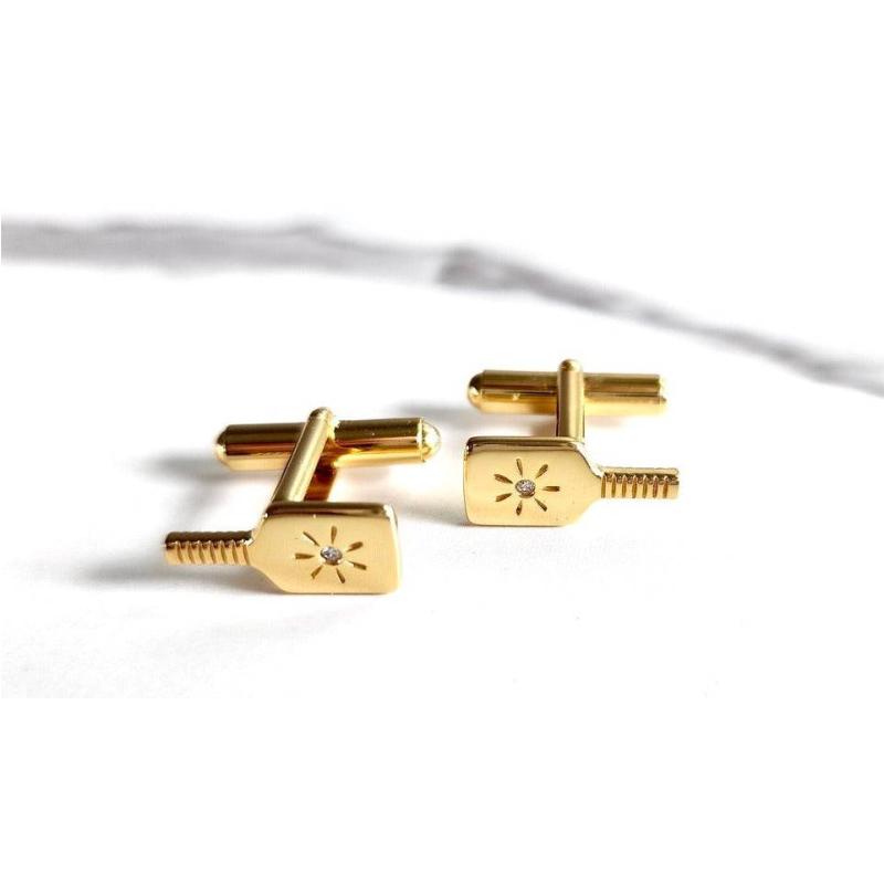 Pickleball Cuff Links Gold Paddle