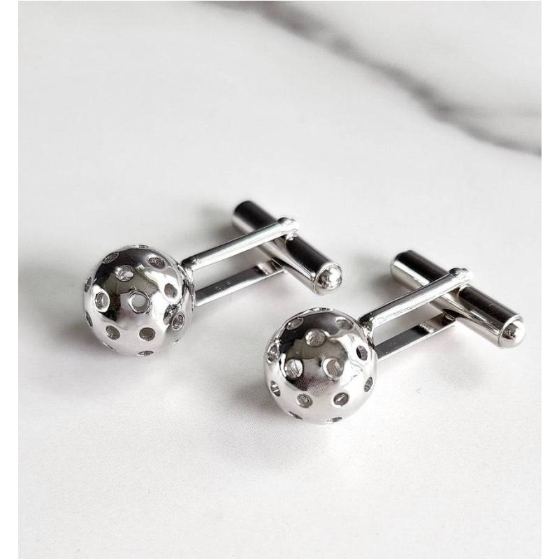 Pickleball Cuff Links Silver Ball