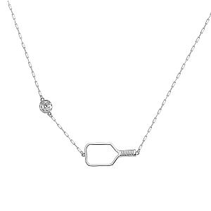 Pickleball Playset Silver Necklace