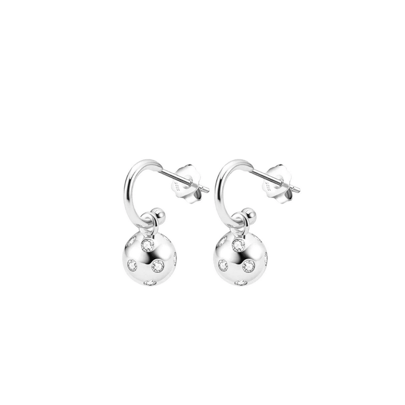 Pickleball Huggie Hoop Silver Earrings