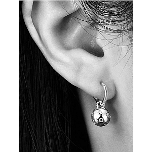 Pickleball Huggie Hoop Silver Earrings