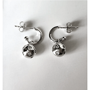 Pickleball Huggie Hoop Silver Earrings