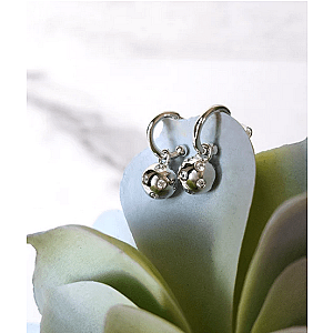 Pickleball Huggie Hoop Silver Earrings