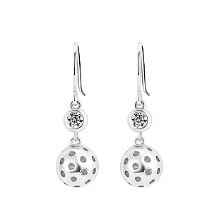 Pickleball Ball Drop Silver Earrings