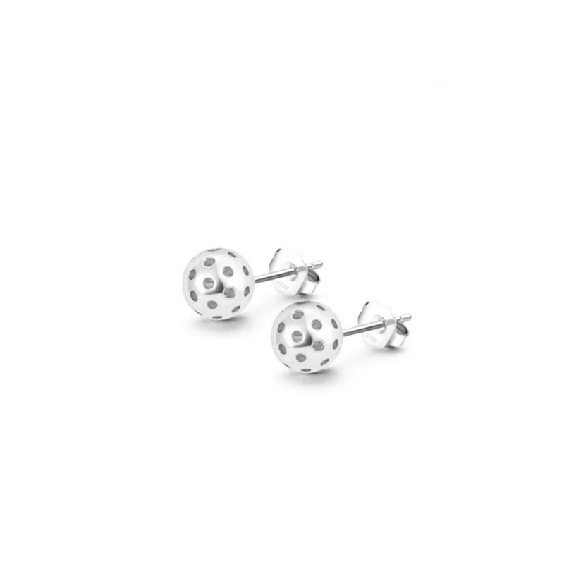 Pickleball Ball Stud Earrings Silver