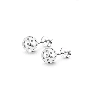 Pickleball Ball Stud Earrings Silver