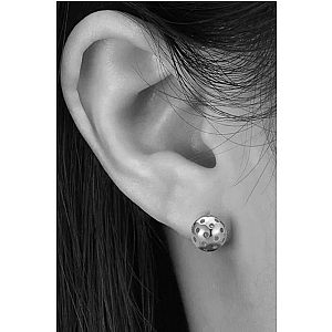 Pickleball Ball Stud Earrings Silver
