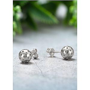 Pickleball Ball Stud Earrings Silver