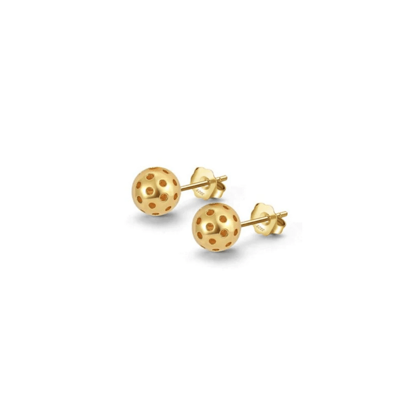 Pickleball Ball Stud Earrings Gold