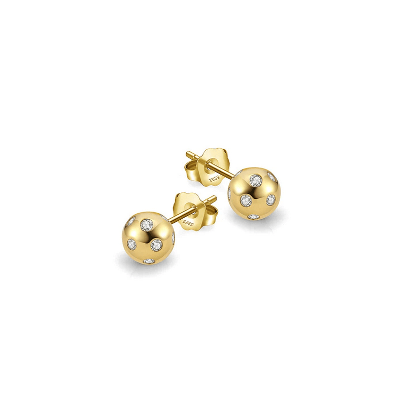 Pickleball Bling Stud Ball Gold Earrings