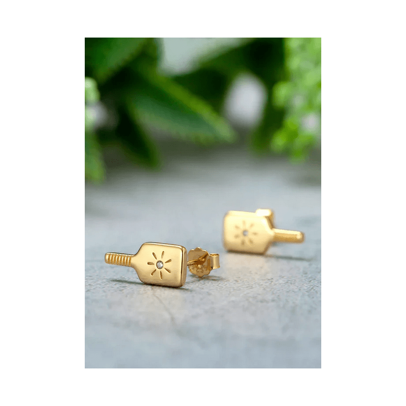 Pickleball Paddle Stud Earrings Gold