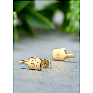 Pickleball Paddle Stud Earrings Gold