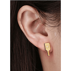 Pickleball Paddle Stud Earrings Gold