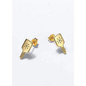 Pickleball Paddle Stud Earrings Gold