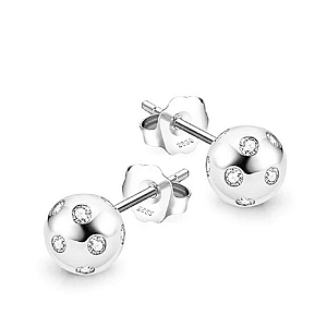 Pickleball Bling Stud Ball Silver Earrings