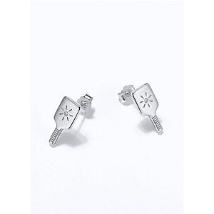 Pickleball Paddle Stud Earrings Silver