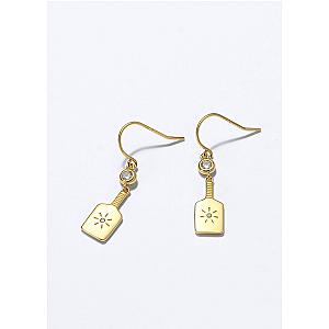 Pickleball Paddle Drop Gold Earrings