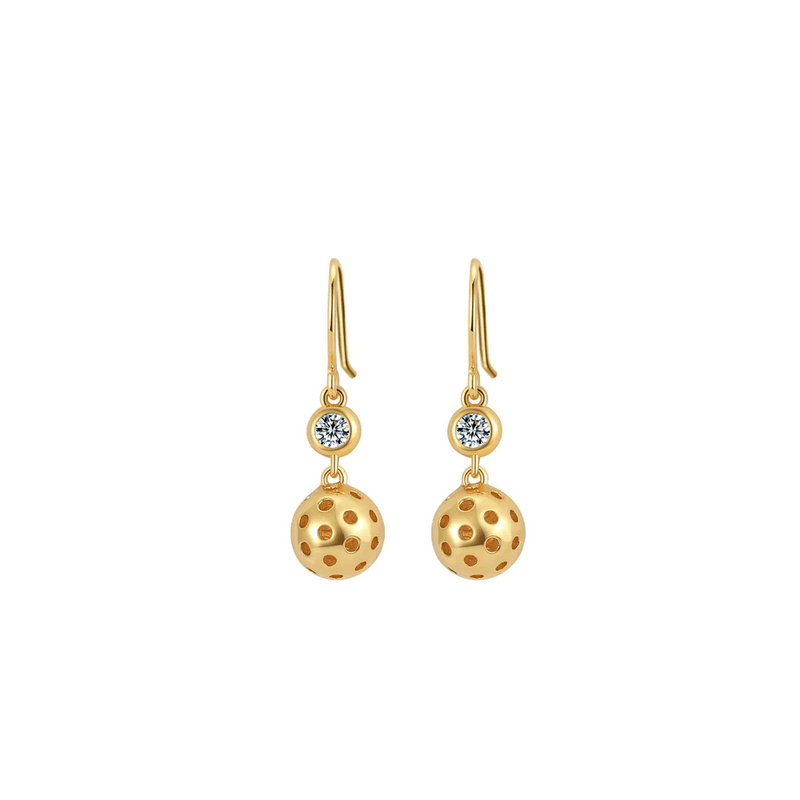 Pickleball Ball Drop Gold Earrings