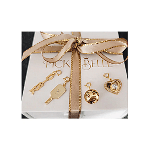 Pickleball* Heart Clip-on Charm Gold