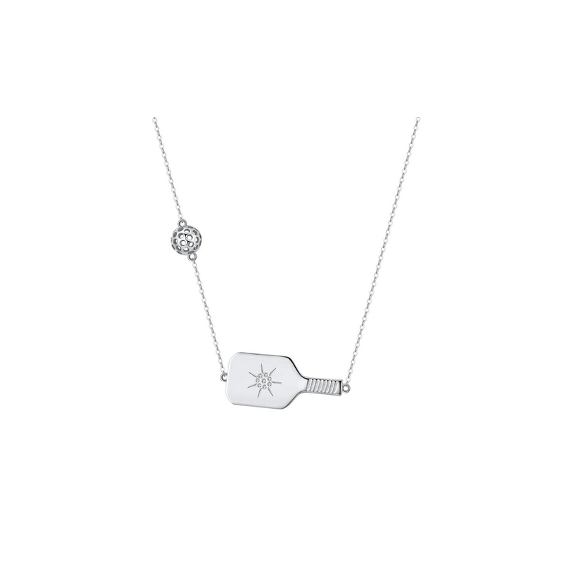 Pickleball The Dainty Dinker Starburst Silver Necklace