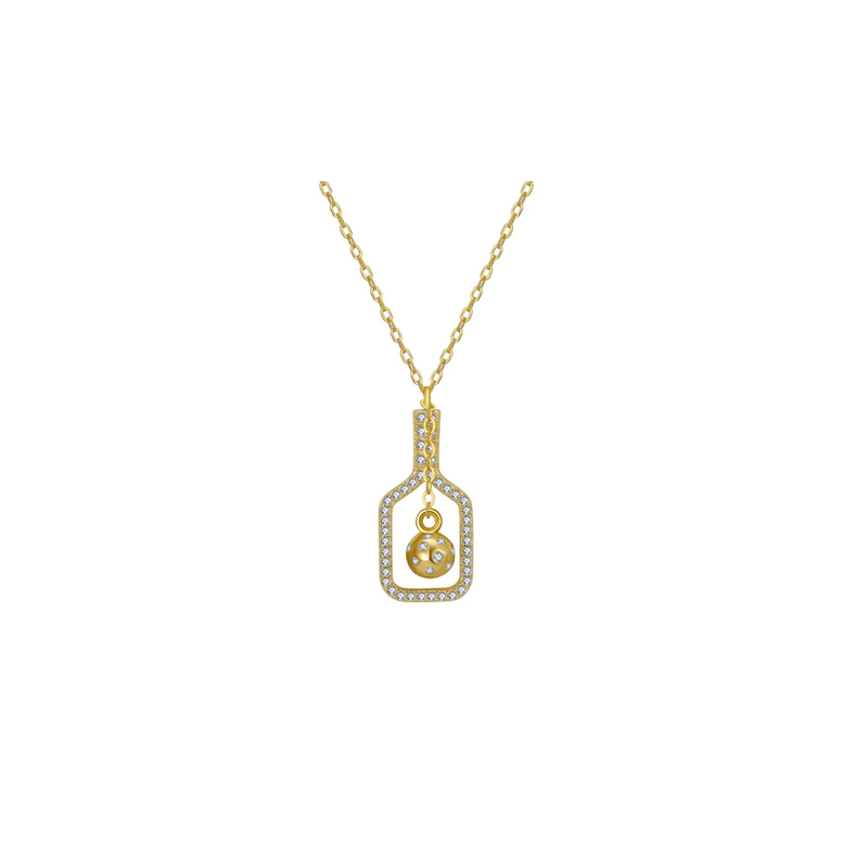 Pickleball The Mini Volley Plus Gold Necklace