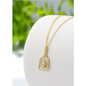 Pickleball The Mini Volley Plus Gold Necklace