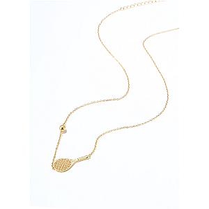 LoveMatch Tennis Ace Racquet and Ball Gold Necklace